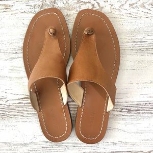 J. Crew Cognac Leather Toe-Loop Sandals